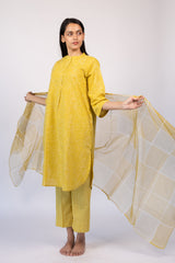 Yellow Cotton Kota Doria Dupatta