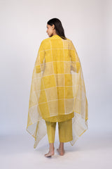 Yellow Cotton Kota Doria Dupatta