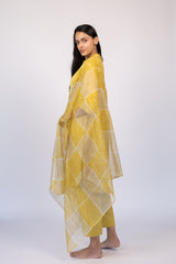 Yellow Cotton Kota Doria Dupatta