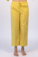 Yellow Cotton Hand Block Printed Parallel