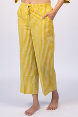 Yellow Cotton Hand Block Printed Parallel