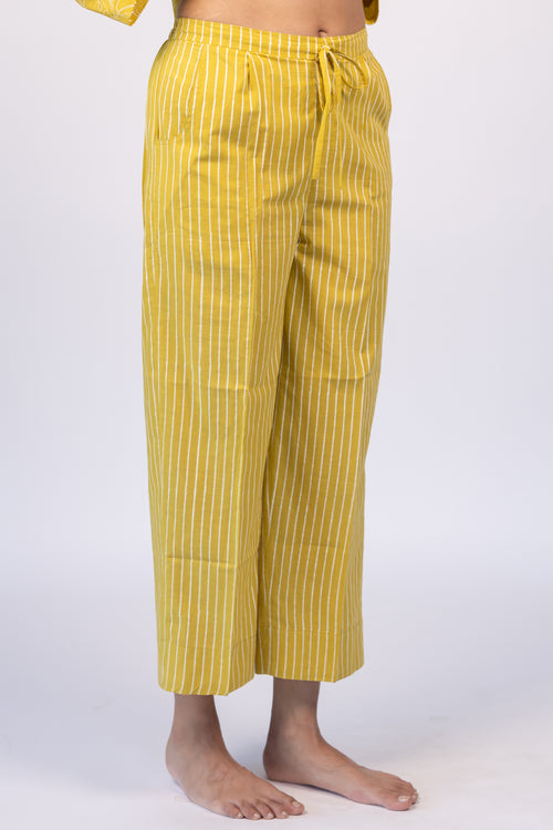 Yellow Cotton Hand Block Printed Parallel