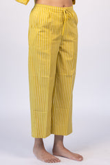 Yellow Cotton Hand Block Printed Parallel