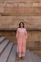 Pink Hand-Block Printed Cotton Kurta
