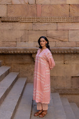 Pink Hand-Block Printed Cotton Kurta