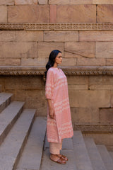 Pink Hand-Block Printed Cotton Kurta