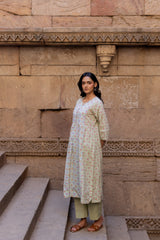 Green Cotton Hand Block Printed Kurta