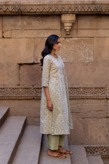 Green Cotton Hand Block Printed Kurta