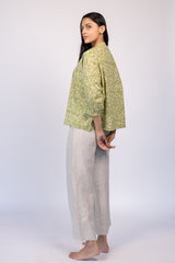 Green Floral Hand Block Printed Cotton Top