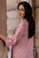 Pink Cotton Hand Block Printed Kurta