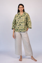 Green Hand Block Printed Cotton Top