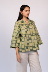 Green Hand Block Printed Cotton Top