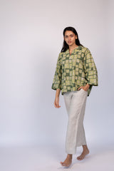 Green Hand Block Printed Cotton Top