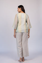 Green & Blue Striped Chanderi Top