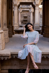 Blue Cotton Hand Block Printed Dress