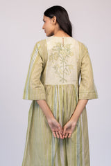 Green Striped Cotton Kurta