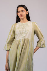 Green Striped Cotton Kurta