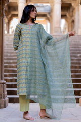 Green Cotton Kota Doria Dupatta