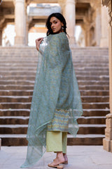 Green Cotton Kota Doria Dupatta