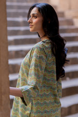 Green Cotton Hand Block Printed Kurta
