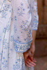 Cotton Hand Block Printed Kurta - White