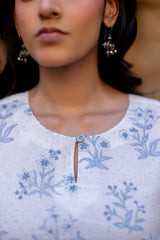 Cotton Hand Block Printed Kurta - White