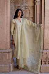 Green Cotton Kota Doria Dupatta