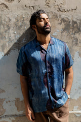Blue Modal Ajrakh Hand Block Printed Shirt