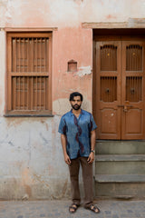 Blue Modal Ajrakh Hand Block Printed Shirt