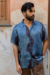Blue Modal Ajrakh Hand Block Printed Shirt