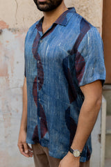 Blue Modal Ajrakh Hand Block Printed Shirt