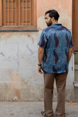 Blue Modal Ajrakh Hand Block Printed Shirt