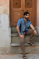 Blue Modal Ajrakh Hand Block Printed Shirt