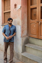 Blue Modal Ajrakh Hand Block Printed Shirt