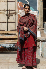 Maroon Ajrakh Hand Block Printed Cotton Dupatta