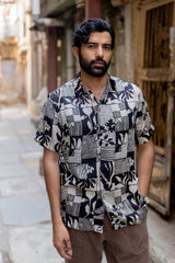 Black Modal Ajrakh Hand Block Printed Shirt