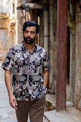 Black Modal Ajrakh Hand Block Printed Shirt