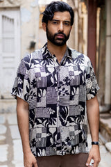 Black Modal Ajrakh Hand Block Printed Shirt