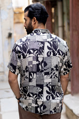 Black Modal Ajrakh Hand Block Printed Shirt
