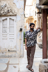 Black Modal Ajrakh Hand Block Printed Shirt