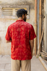 Red Modal Ajrakh Hand Block Printed Shirt