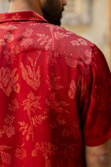 Red Modal Ajrakh Hand Block Printed Shirt