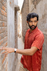 Maroon Modal Ajrakh Hand Block Printed Shirt