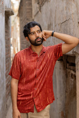 Maroon Modal Ajrakh Hand Block Printed Shirt