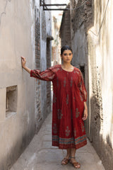 Maroon Cotton Ajrakh Hand Block Print Kurta