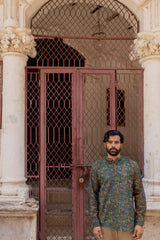 Blue Cotton Ajrakh Hand Block Printed Kurti