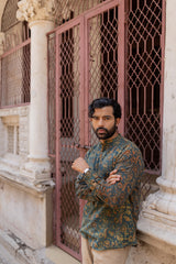 Blue Cotton Ajrakh Hand Block Printed Kurti