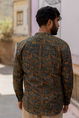 Blue Cotton Ajrakh Hand Block Printed Kurti