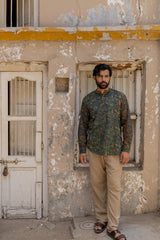 Blue Cotton Ajrakh Hand Block Printed Kurti