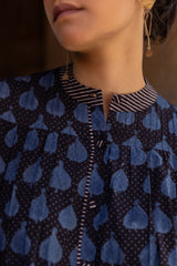 Ajrakh Cotton Hand Block Printed Gathered Top